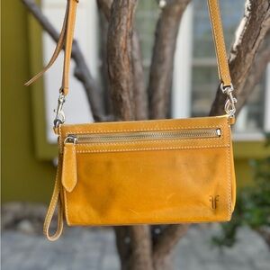FRYE Leather Mustard Yellow Crossbody Bag